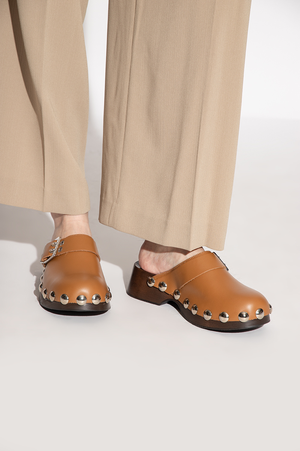 Brown Leather clogs Ganni - Vitkac Canada